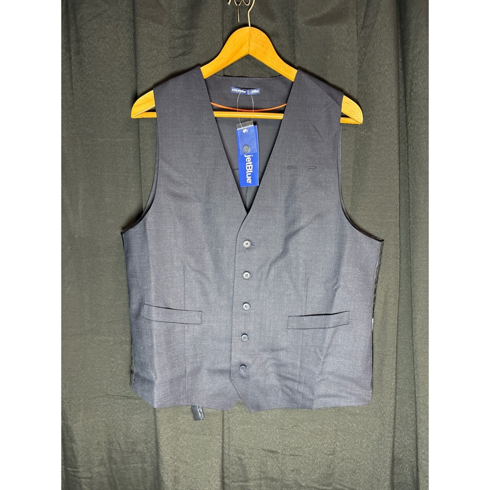 Stan Herman JetBlue Mens Navy Tailored Uniform Vest Size 44 JTN2799NV-44 NWT